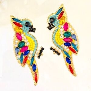 Beaded parrot earrings. Multi-colored
